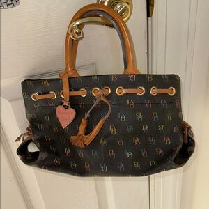 Dooney & Bourke Black Tote with Multicolor Logo